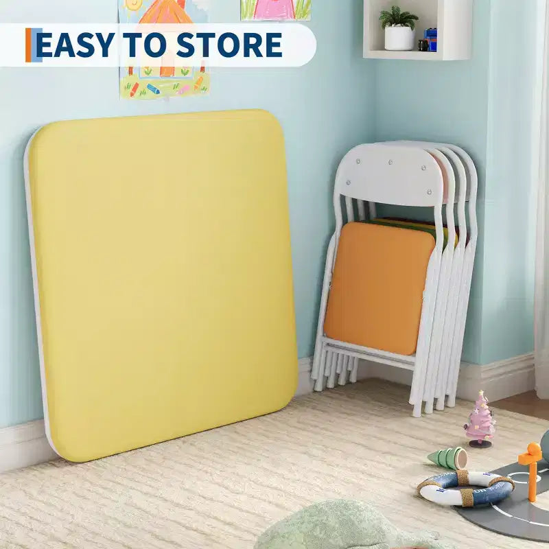 Ensemble table et chaises pliantes 5 pièces pour enfants, ensemble de meubles de bureau et de salle à manger pour tout-petits, pour crèche, salle de jeux, salle de classe et maison