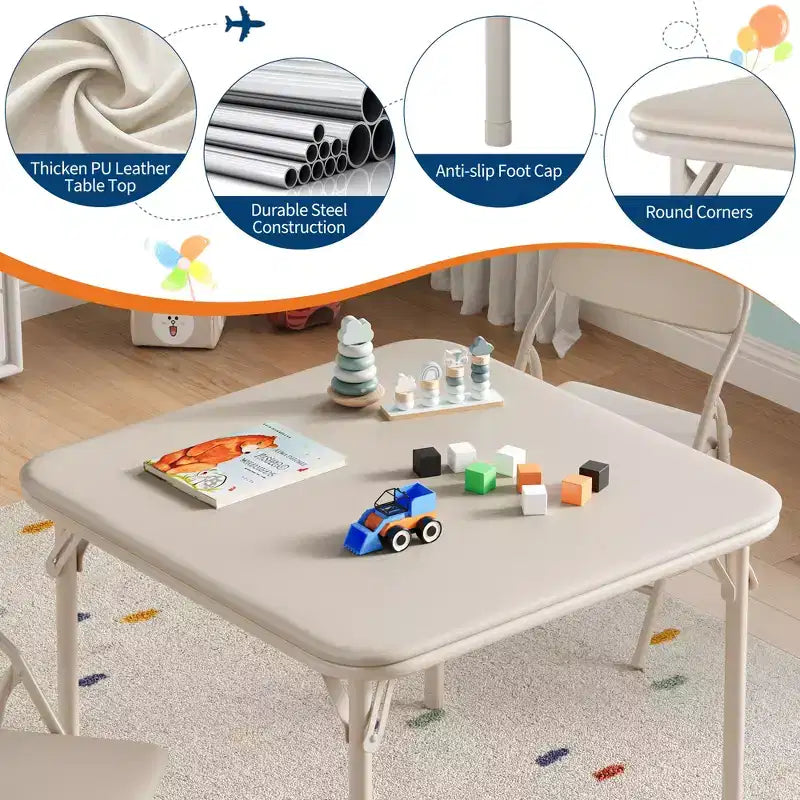 Ensemble table et chaises pliantes 5 pièces pour enfants, ensemble de meubles de bureau et de salle à manger pour tout-petits, pour crèche, salle de jeux, salle de classe et maison