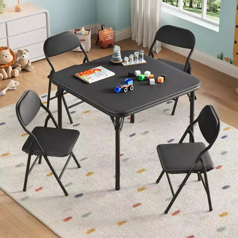 Ensemble table et chaises pliantes 5 pièces pour enfants, ensemble de meubles de bureau et de salle à manger pour tout-petits, pour crèche, salle de jeux, salle de classe et maison