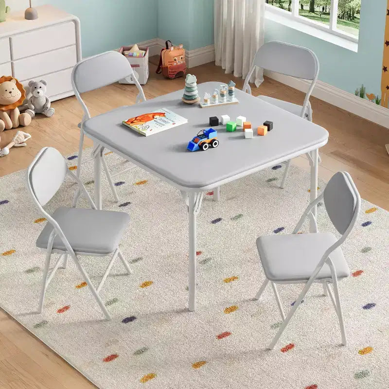 Ensemble table et chaises pliantes 5 pièces pour enfants, ensemble de meubles de bureau et de salle à manger pour tout-petits, pour crèche, salle de jeux, salle de classe et maison