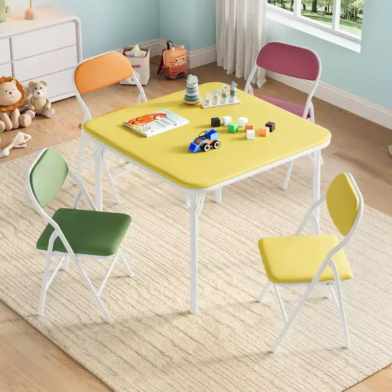 Ensemble table et chaises pliantes 5 pièces pour enfants, ensemble de meubles de bureau et de salle à manger pour tout-petits, pour crèche, salle de jeux, salle de classe et maison