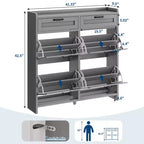 Meuble de Rangement pour Chaussures avec 4 Tiroirs Rabattables, Organisateur de Chaussures Caché Autonome avec Étagères Réglables, Meuble à Chaussures en Bois pour Salon, Blanc