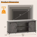 Meuble TV de ferme moderne, Centre de divertissement - Portes de grange coulissantes - Armoires de rangement et Table console multimédia pour salon