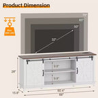Meuble TV de ferme moderne, Centre de divertissement - Portes de grange coulissantes - Armoires de rangement et Table console multimédia pour salon