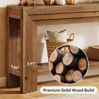 Table console en bois massif Lantine de 63 pouces, table d'entrée à 2 niveaux avec étagère de rangement, table de style ferme à placer derrière un canapé pour salon, couloir