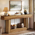 Lantine 63 Console Table, 2-Tier Entryway Table with U-Shaped Base, Farnhouse Behind Couch Table for Living Room Hallway