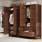 Armoire de chambre GustoWave 72 en bois, avec 2 tiroirs, tringle à vêtements et étagère réglable, meuble de rangement robuste