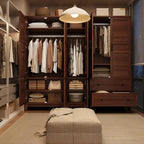 Armoire de chambre GustoWave 72 en bois, avec 2 tiroirs, tringle à vêtements et étagère réglable, meuble de rangement robuste