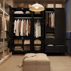 Armoire de chambre GustoWave 72 en bois, avec 2 tiroirs, tringle à vêtements et étagère réglable, meuble de rangement robuste