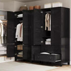 Armoire de chambre GustoWave 72 en bois, avec 2 tiroirs, tringle à vêtements et étagère réglable, meuble de rangement robuste