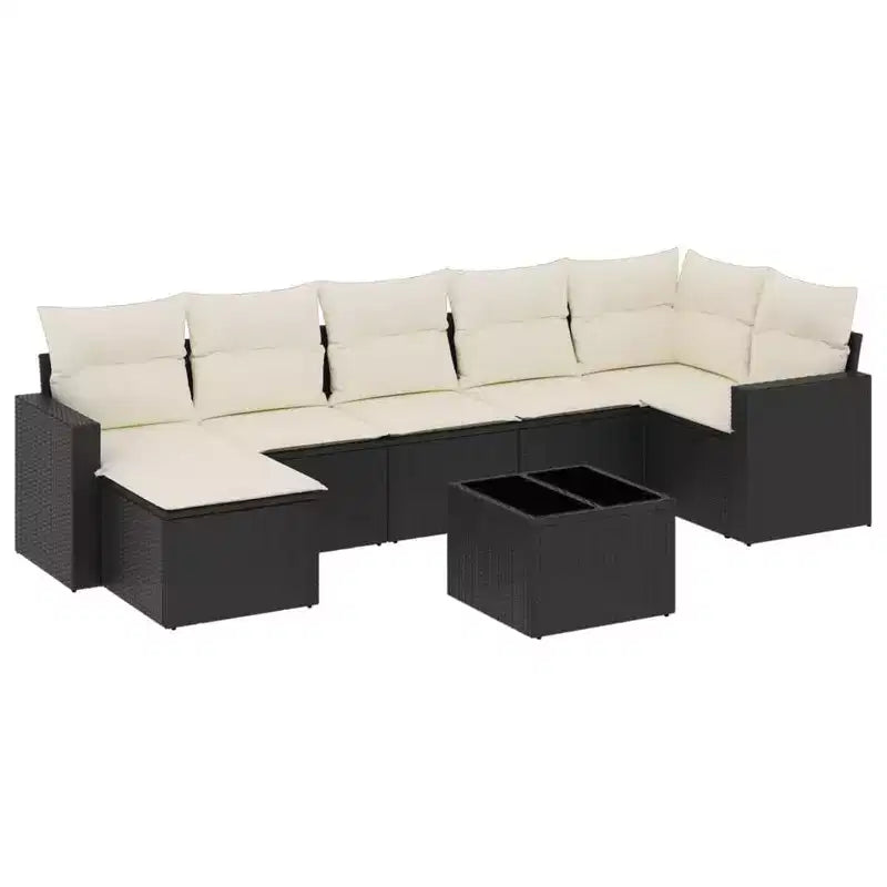 vidaXL Garden Sofa Set Black, Cream White