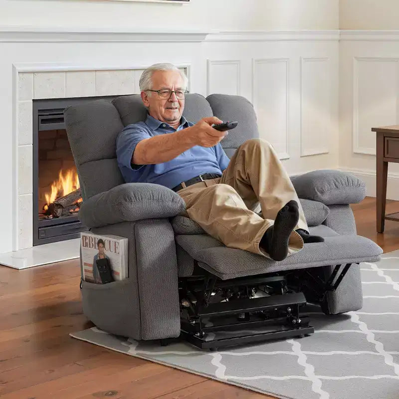 Fauteuil Inclinable Électrique VEVOR, Double Moteur, Fauteuil Roulant Électrique Surdimensionné avec Chaleur et Massage, Réglage Infini des Positions, Gris Clair