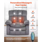 Fauteuil Inclinable Électrique VEVOR, Double Moteur, Fauteuil Roulant Électrique Surdimensionné avec Chaleur et Massage, Réglage Infini des Positions, Gris Clair