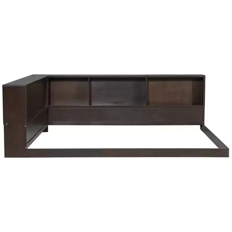 Lit de repos moderne Queen Luxystar avec 5 étagères de rangement, prises et lumière