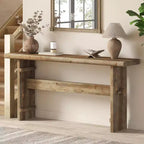Console Lantine de 63 pouces en bois massif pour entrée, longue table de canapé derrière le canapé, pour hall d'entrée, couloir, salon, montage facile, brun grège