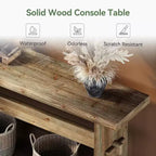 Console Lantine de 63 pouces en bois massif pour entrée, longue table de canapé derrière le canapé, pour hall d'entrée, couloir, salon, montage facile, brun grège