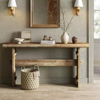 Console Lantine de 63 pouces en bois massif pour entrée, longue table de canapé derrière le canapé, pour hall d'entrée, couloir, salon, montage facile, brun grège
