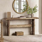 Console Lantine de 63 pouces en bois massif pour entrée, longue table de canapé derrière le canapé, pour hall d'entrée, couloir, salon, montage facile, brun grège