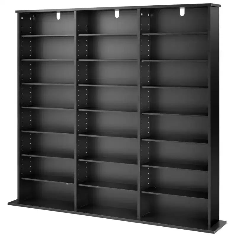 VEVOR Media Storage Cabinet, 8-Tier DVD Shelf Organizer, 55.91 x 8.66 x 51.18 in Multimedia Storage Organizer for CDs, DVDs, Books & Games, Black