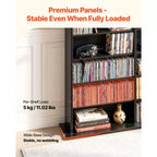 Meuble de rangement pour médias VEVOR, étagère DVD à 8 niveaux, organisateur de rangement multimédia 142 x 22 x 130 cm pour CD, DVD, livres et jeux, noir