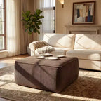 Christopher Knight Home Tariq Pouf carré moderne en bois rembourré en velours côtelé