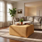 Christopher Knight Home Tariq Pouf carré moderne en bois rembourré en velours côtelé