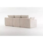 Canapé d'angle en forme de L, canapé en velours côtelé avec pouf mobile, canapé d'angle modulaire compressé pour salon - ModernLuxe