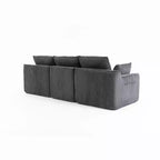 Canapé d'angle en forme de L, canapé en velours côtelé avec pouf mobile, canapé d'angle modulaire compressé pour salon - ModernLuxe