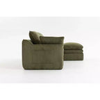 Canapé d'angle en forme de L, canapé en velours côtelé avec pouf mobile, canapé d'angle modulaire compressé pour salon - ModernLuxe