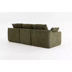 Canapé d'angle en forme de L, canapé en velours côtelé avec pouf mobile, canapé d'angle modulaire compressé pour salon - ModernLuxe
