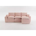 Canapé d'angle en forme de L, canapé en velours côtelé avec pouf mobile, canapé d'angle modulaire compressé pour salon - ModernLuxe