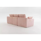 Canapé d'angle en forme de L, canapé en velours côtelé avec pouf mobile, canapé d'angle modulaire compressé pour salon - ModernLuxe
