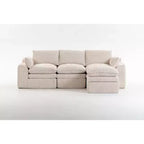 Canapé d'angle en forme de L, canapé en velours côtelé avec pouf mobile, canapé d'angle modulaire compressé pour salon - ModernLuxe
