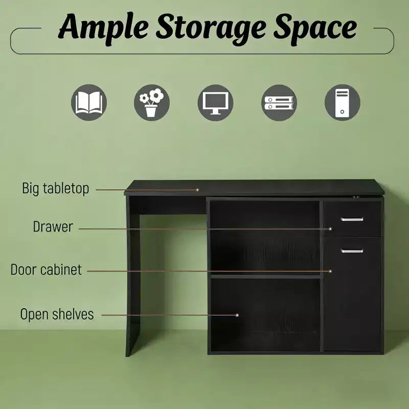 GDFStudio Edin Bureau d'angle en L rotatif avec armoire de rangement et étagères