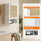 COZONY 24 Armoire murale de ferme en rotin avec portes tressées, organiseur de rangement de salle de bain en bois à 3 niveaux pour les toilettes et la cuisine