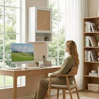 COZONY 24 Armoire murale de ferme en rotin avec portes tressées, organiseur de rangement de salle de bain en bois à 3 niveaux pour les toilettes et la cuisine