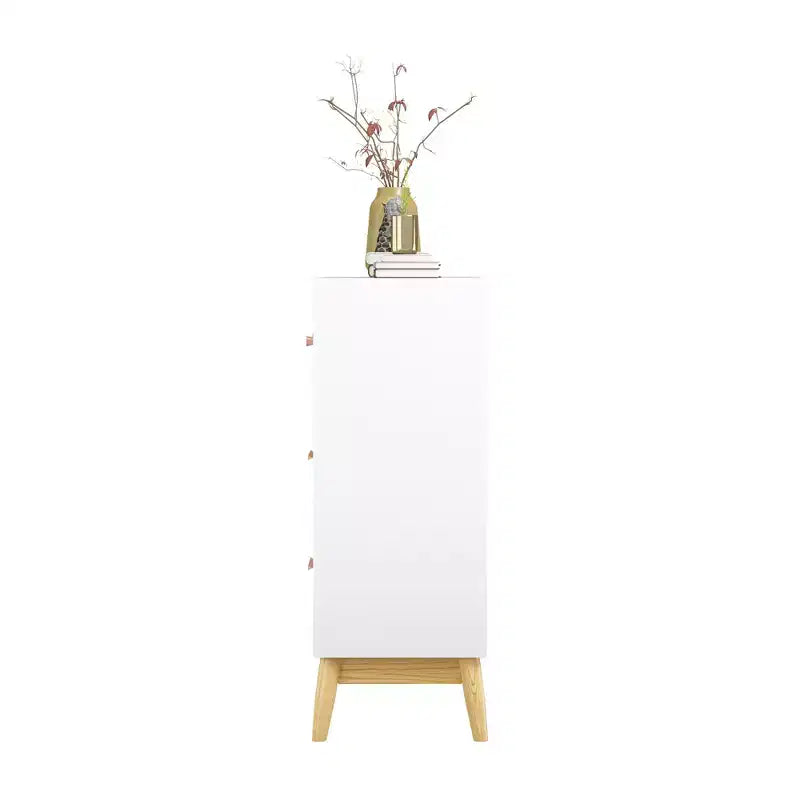 Meuble de rangement 3 tiroirs de style nordique, commode moderne blanche avec poignées or rose et base en bois massif pour bureau, chambre d'enfant ou crèche