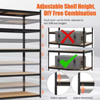 Étagère de rangement métallique robuste à 5 niveaux, capacité de 2000 lb, étagères utilitaires réglables, organiseur en acier 48L x 18P pour garage, garde-manger, cuisine, entrepôt