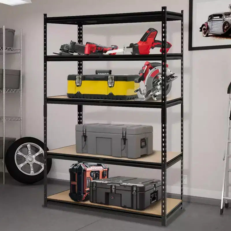 Étagère de rangement métallique robuste à 5 niveaux, capacité de 2000 lb, étagères utilitaires réglables, organiseur en acier 48L x 18P pour garage, garde-manger, cuisine, entrepôt