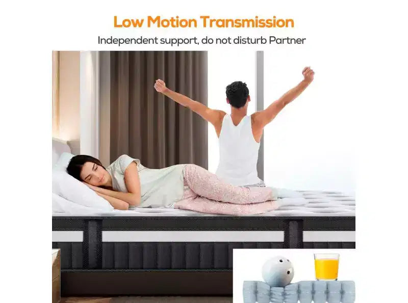 Famistar Matelas 14 pouces en boîte, Ressorts hybrides et mousse à mémoire de forme, Fermeté moyenne - Blanc