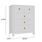 Commode, Table de chevet en bois à 5 tiroirs, Organisateur de rangement pour chambre et salon, 73,66 cm L x 39,37 cm l x 94,74 cm H