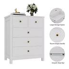 Commode, Table de chevet en bois à 5 tiroirs, Organisateur de rangement pour chambre et salon, 73,66 cm L x 39,37 cm l x 94,74 cm H