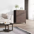 Commode, Table de chevet en bois à 5 tiroirs, Organisateur de rangement pour chambre et salon, 73,66 cm L x 39,37 cm l x 94,74 cm H
