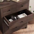 Commode, Table de chevet en bois à 5 tiroirs, Organisateur de rangement pour chambre et salon, 73,66 cm L x 39,37 cm l x 94,74 cm H