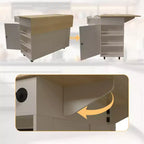 Buffet mobile de cuisine, îlot roulant avec plateau rabattable, 3 tiroirs, étagères coulissantes, porte-épices, porte-serviettes, pour cuisine