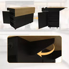 Buffet mobile de cuisine, îlot roulant avec plateau rabattable, 3 tiroirs, étagères coulissantes, porte-épices, porte-serviettes, pour cuisine