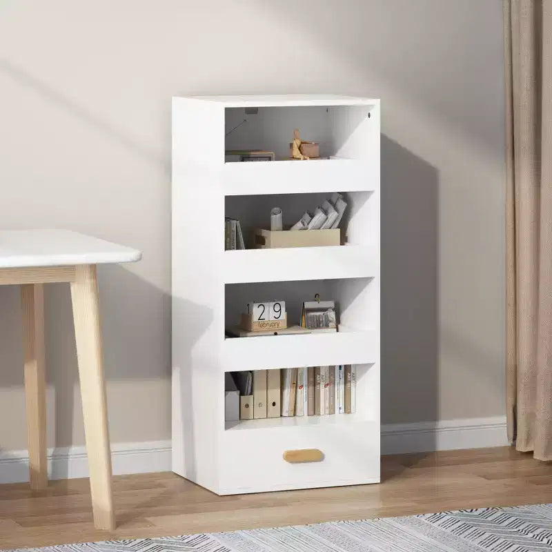 Étagère autoportante à 4 niveaux avec 3 tiroirs coulissants et 1 tiroir inférieur, Armoire de rangement haute pour chambre, salon ou bureau