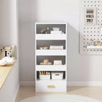 Étagère autoportante à 4 niveaux avec 3 tiroirs coulissants et 1 tiroir inférieur, Armoire de rangement haute pour chambre, salon ou bureau