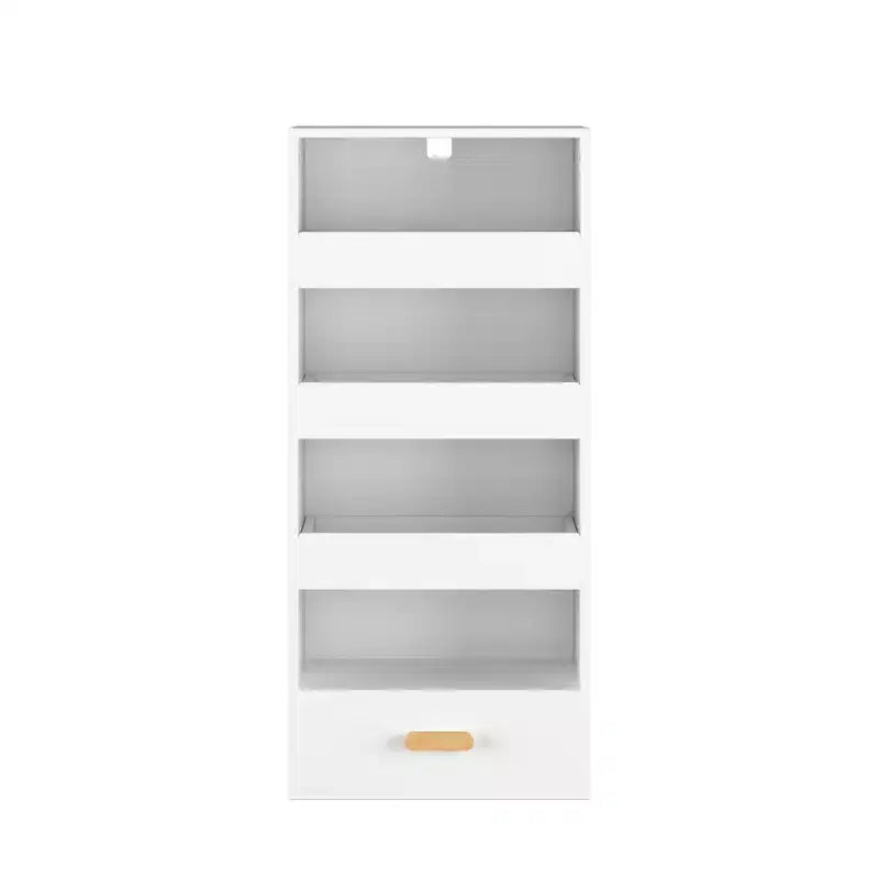 Étagère autoportante à 4 niveaux avec 3 tiroirs coulissants et 1 tiroir inférieur, Armoire de rangement haute pour chambre, salon ou bureau
