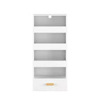 Étagère autoportante à 4 niveaux avec 3 tiroirs coulissants et 1 tiroir inférieur, Armoire de rangement haute pour chambre, salon ou bureau
